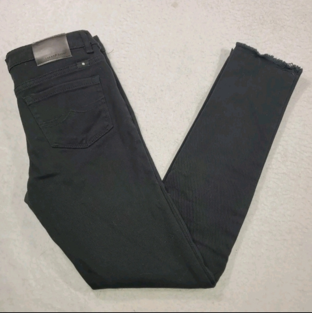 Lucky Brand Zoe Skinny Denim Jeans Distressed Holes Black Raw Hem Girls Size 14
